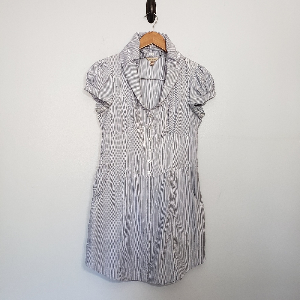 TED BAKER multicolor pinstripes cotton blend dress size 1